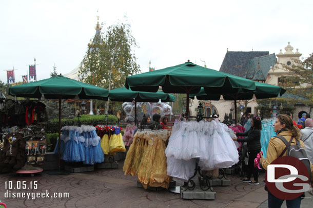 Plenty of merchandise out this morning.  Someone pointed out to me that many of the princess dresses here have hoops at the bottom where as in the states they do not.