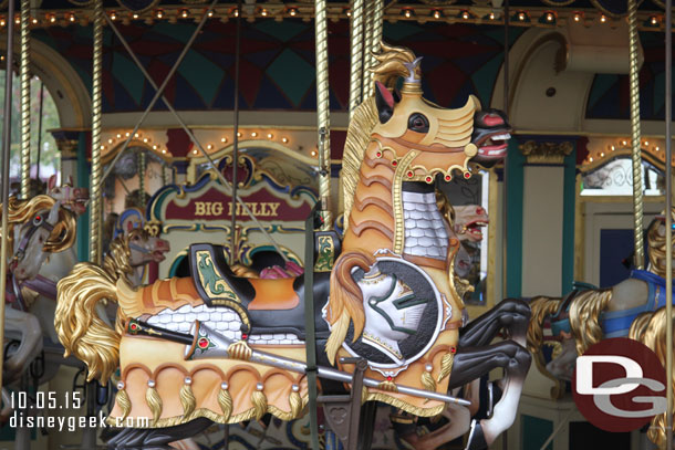A closer look at a couple of the horses on the carousel.