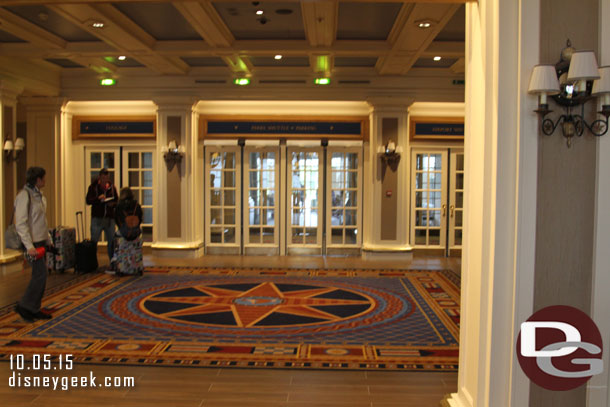 Upstairs in the lobby now looking at the front doors.