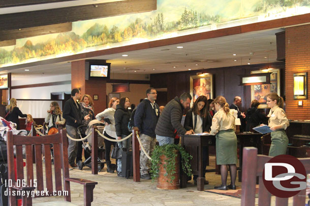 The lobby was rather busy just after noon on a Tuesday.