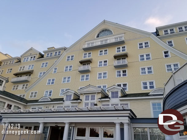 Looking back at the Newport Bay Club.  On the left some walls for renovation work that was underway.