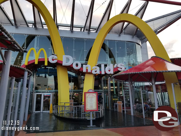 McDonalds looked calm so stopped for a quick bite to eat on the way to the parks.