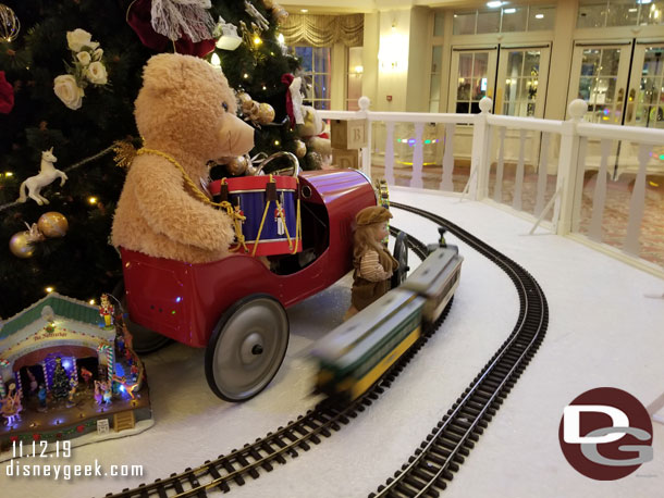 A look under the Christmas tree at one of the trains.