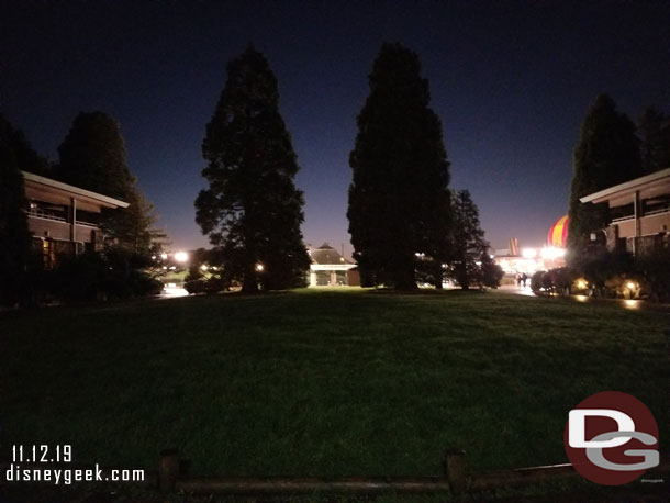 Back outside the center courtyard is rather dark.  Seems like some lights on the trees would be a nice plus.