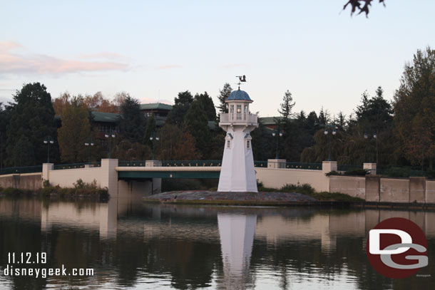 The lighthouse was wrapped. Guessing to protect it from the winter weather.. or maybe some renovation work.