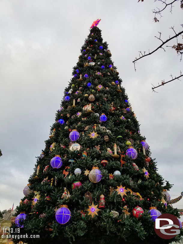 Looking up at the Town Square Christmas Tree