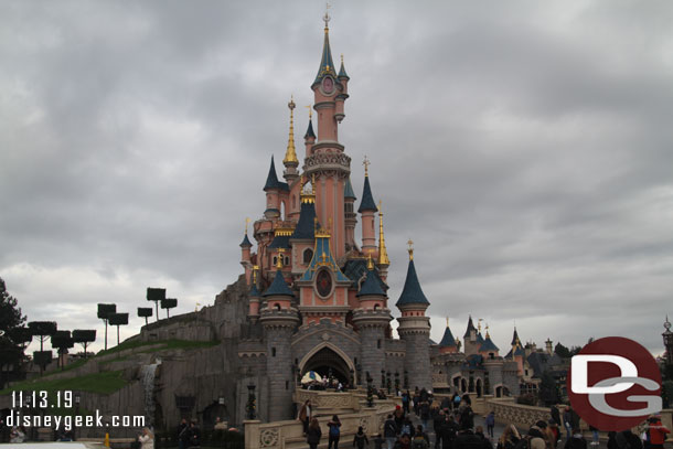 Sleeping Beauty Castle on the cool, cloudy morning.