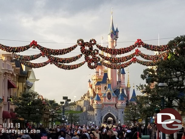 The sun was highlighting Sleeping Beauty Castle as it set.