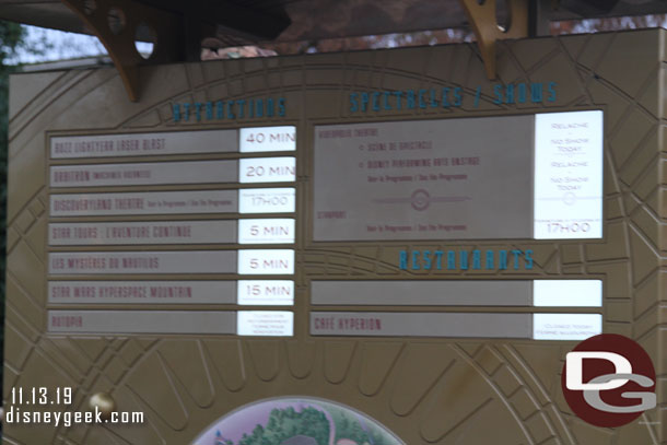 Discoveryland wait times at 4:50pm