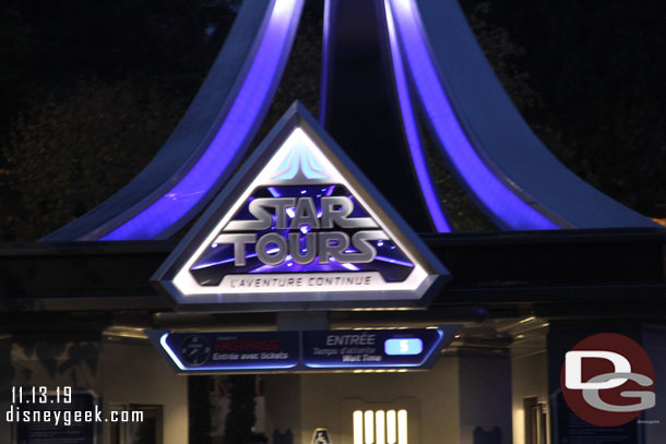 A 5 minute wait posted for Star Tours.