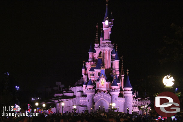 Sleeping Beauty Castle right before Disney Illuminations was to begin.