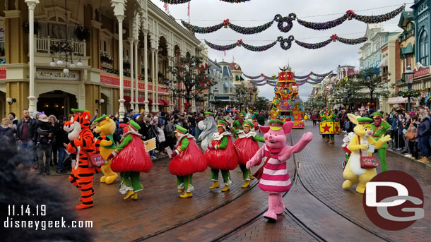 The Winnie the Pooh gang leading the next float.