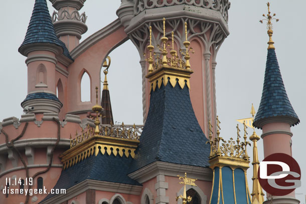 The castle looks to be in need of some renovation   Some of the roof tiles look to have seen better days.