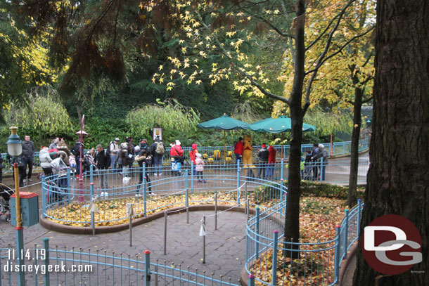 Winnie the Pooh greeting guests near the queue entrance now.