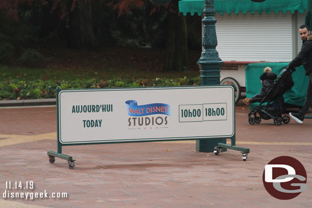 The park hours for today.