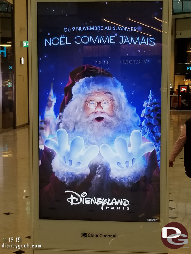 Disneyland Paris Ads on the digital screen rotation.