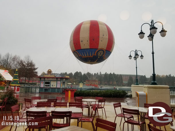 While eating lunch at Earl of Sandwich it appeared to be snowing outside.