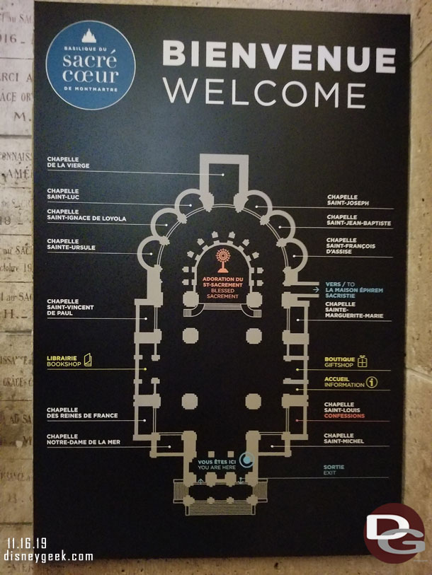 A map of the Sacré-Cœur Basilica.