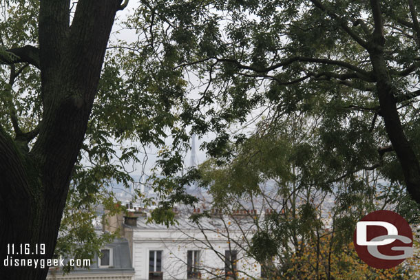 Through the trees you can see the Eiffel Tower which is just over three miles away.