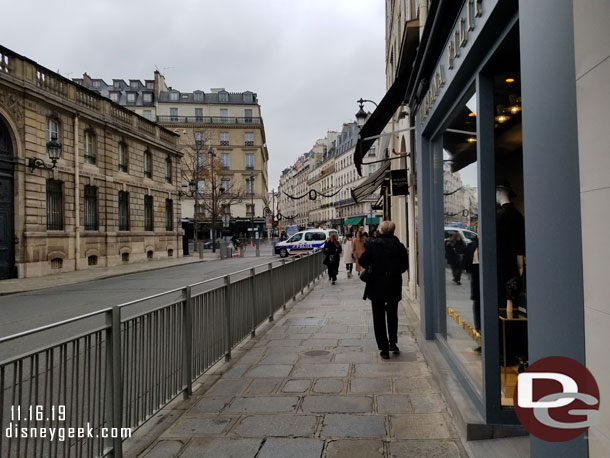 Finally reached the end of the police barriers for this area. We were in an area that appeared to be off limits now as there were not letting people go back where we just came from after passing by the police.