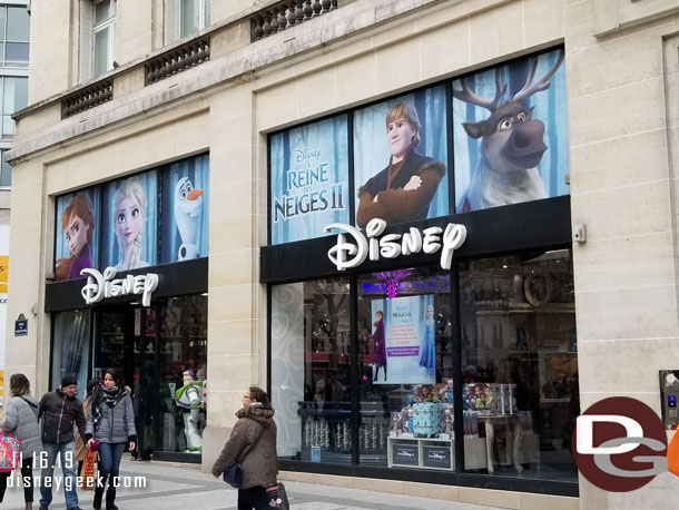 1:50pm we arrived at our next destination.. the Disney Store on the Champs-Elysees.  Original plan was to take the Metro and minimize walking.. that failed and a long detour but we made it.