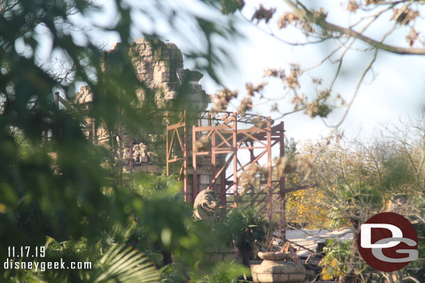 Through the trees a glimpse of Indiana Jones and the Temple of Peril