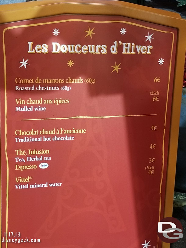 The menu for Les Douceurs d' Hiver