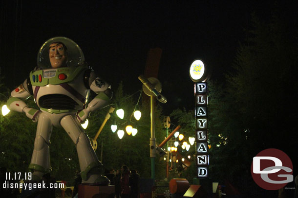 Buzz Lightyear at the entrance to Toy Story Playland