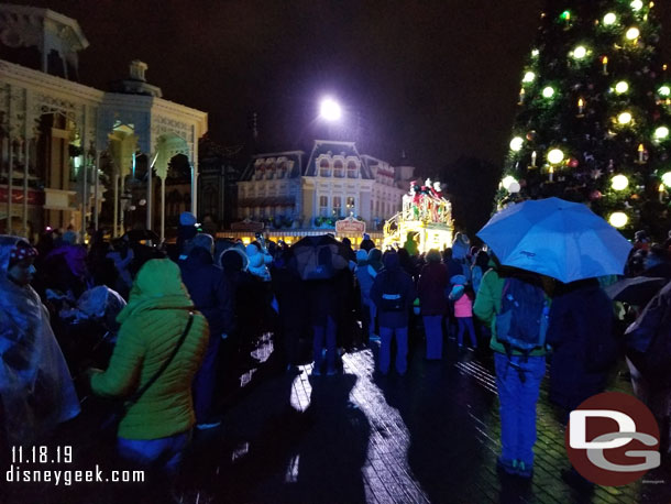 A crowd gathered for Mickey's Magical Christmas Lights that started at 6:30pm