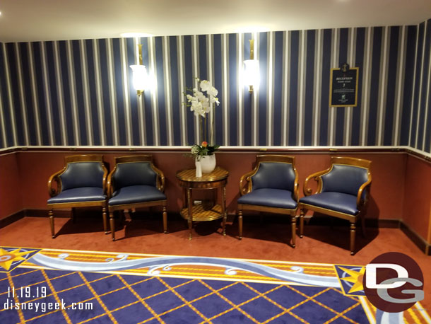 Took the elevator up to our floor and thought it was interesting that this elevator lobby had chairs. The one we typically used all week on the west side did not.