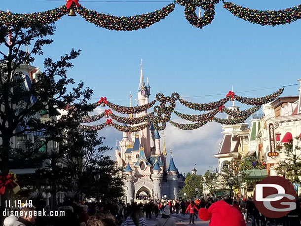 Sleeping Beauty Castle in the distance.