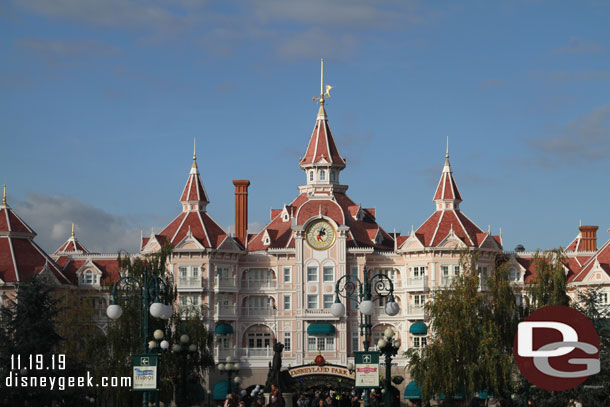 Blue sky beyond the Disneyland hotel as I returned to the park.