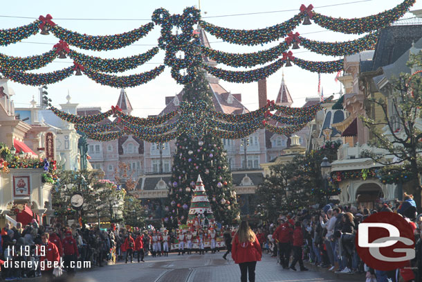 Disney's Christmas Parade making its way up Main Street USA.  So I stopped for a final viewing.