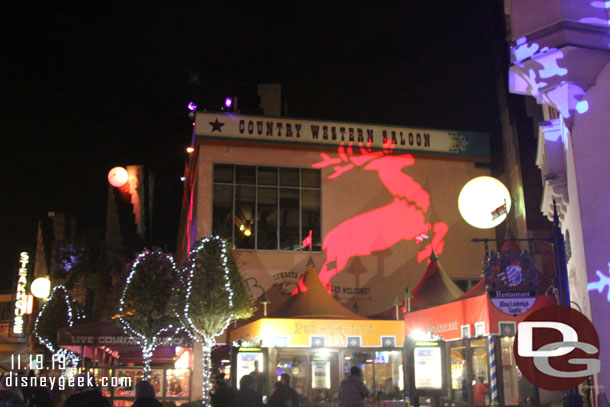 Christmas lights/projections in Disney Village