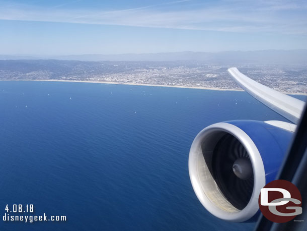 Looking back at Santa Monica and Malibu as we climbed out of the LA area.