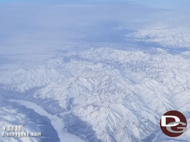 Woke up around 6:40pm and took a look outside.  We were over Alaska and it was fairly clear out.  The scenery was great!