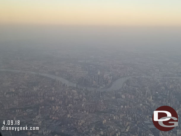 Here you can see the Huangpu River snacking through downtown Shanghai.  