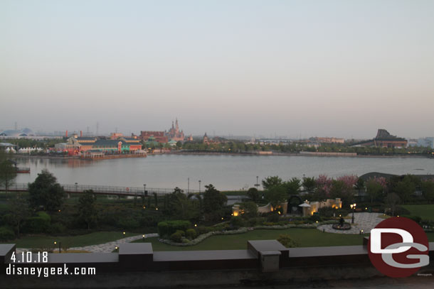 Opened the curtains this early morning (it was just past 5:30am) to take my first look at Shanghai Disneyland in the light of day.  This was the view from our room at the Shanghai Disneyland Hotel.
