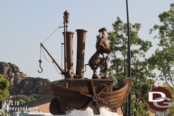 Our line wrapped near the Steamboat Willie fountain.