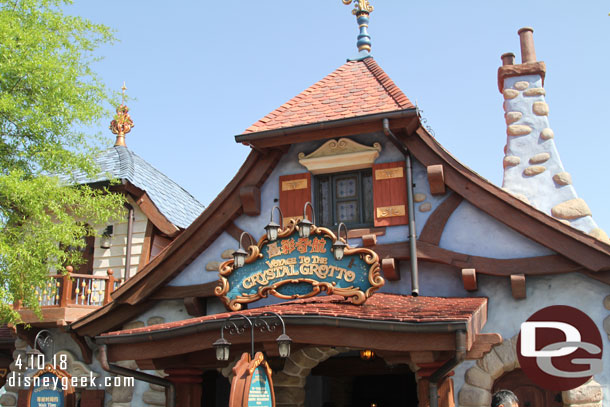 The Crystal Grotto building.  The Cast Member had no good estimate on when they would open this morning.It was supposed to be 9am and it was 9:20 already.