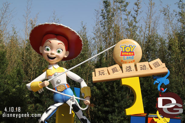 On the Tomorrowland side is another entrance to Toy Story Land. This one features Jessie.