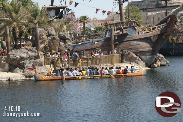 The canoes pass right by these interactive attractions.
