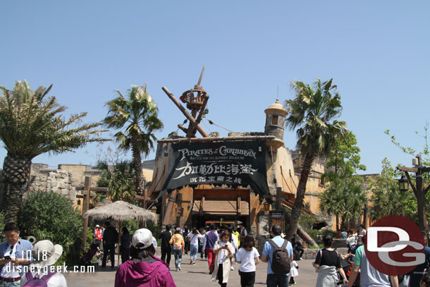 As you walk further into Treasure Cove you come upon the entrance to Pirates of the Caribbean, the signature attraction.
