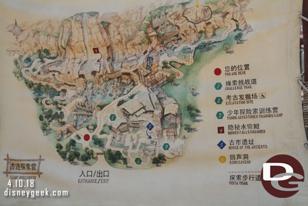 A map showing Camp Discovery and the attractions within.