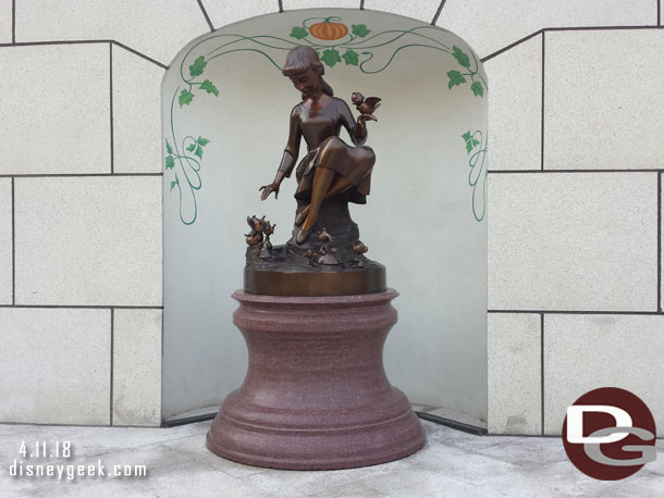 Cinderella statue as you go up the steps to the ballroom.