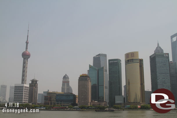 The tower on the left with the sphere is the Oriental Pearl Tower. The flagship Disney Store is located near the base.  That is our next destination after the Bund.