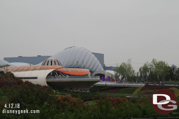 Walking back to the park from Disneytown you get a good view of Tomorrowland.