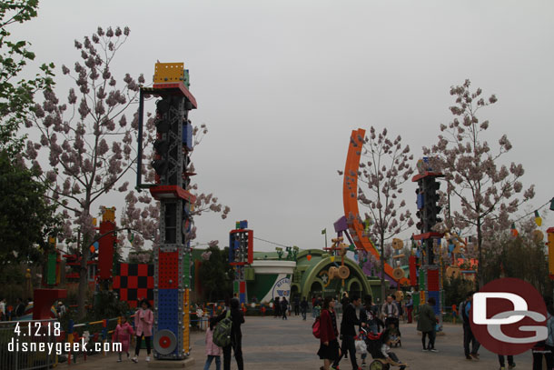 Looking toward Toy Story Land on the walkway from Tomorrowland to Fantasyland.