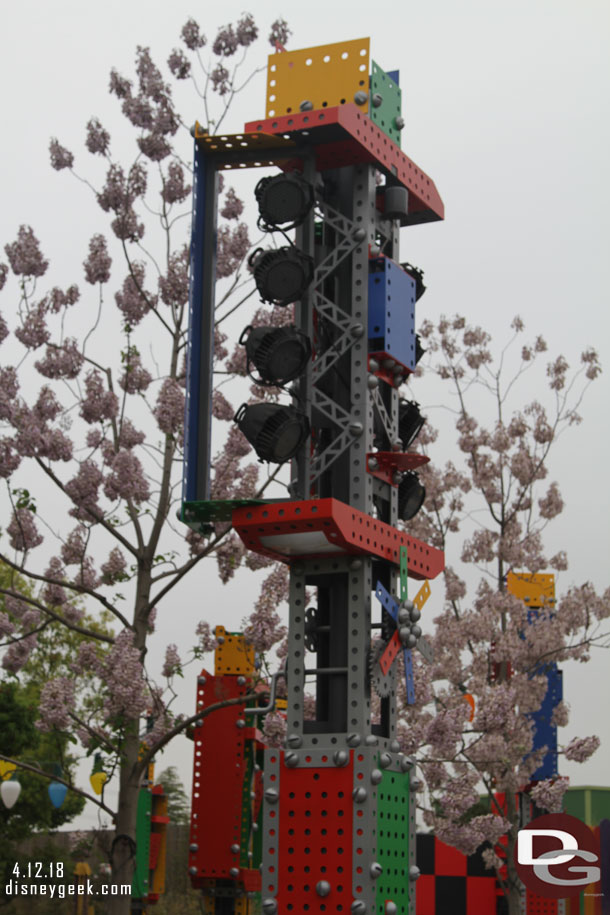 The parade route light and sound towers in the Toy Story area.