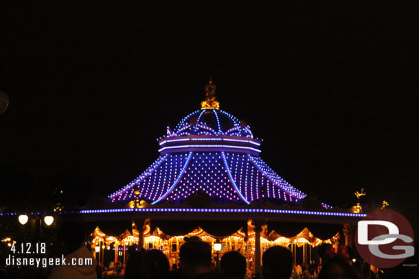 The Fantasia Carousel lit up before the show started.